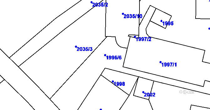 Parcela st. 1996/6 v KÚ Zlaté Hory v Jeseníkách, Katastrální mapa