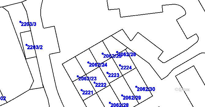 Parcela st. 2062/25 v KÚ Zlaté Hory v Jeseníkách, Katastrální mapa