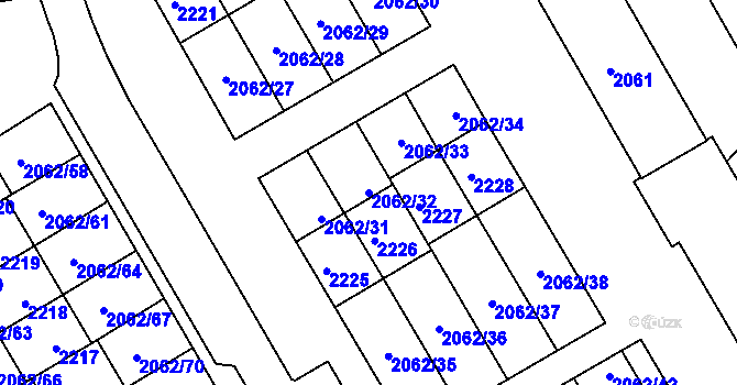 Parcela st. 2062/32 v KÚ Zlaté Hory v Jeseníkách, Katastrální mapa