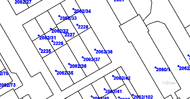 Parcela st. 2062/38 v KÚ Zlaté Hory v Jeseníkách, Katastrální mapa