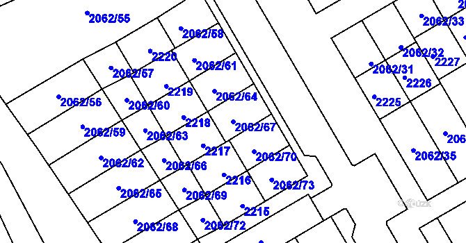 Parcela st. 2062/67 v KÚ Zlaté Hory v Jeseníkách, Katastrální mapa