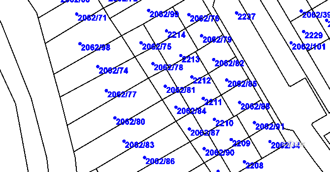Parcela st. 2062/81 v KÚ Zlaté Hory v Jeseníkách, Katastrální mapa