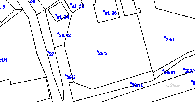 Parcela st. 26/2 v KÚ Zlátenka, Katastrální mapa