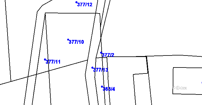 Parcela st. 377/2 v KÚ Zlatníky u Prahy, Katastrální mapa
