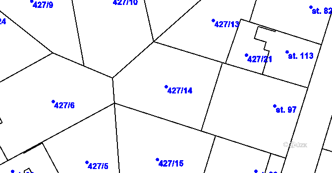 Parcela st. 427/14 v KÚ Zlatníky u Prahy, Katastrální mapa