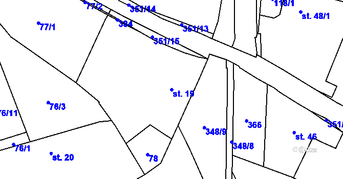 Parcela st. 19 v KÚ Zlatníky u Opavy, Katastrální mapa