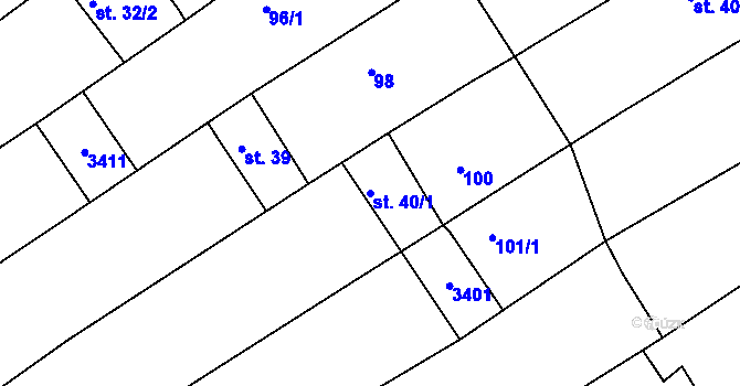 Parcela st. 40/1 v KÚ Zlechov, Katastrální mapa