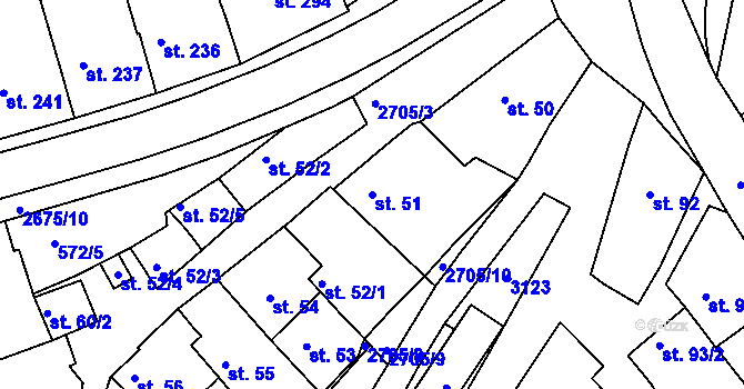 Parcela st. 51 v KÚ Zlechov, Katastrální mapa