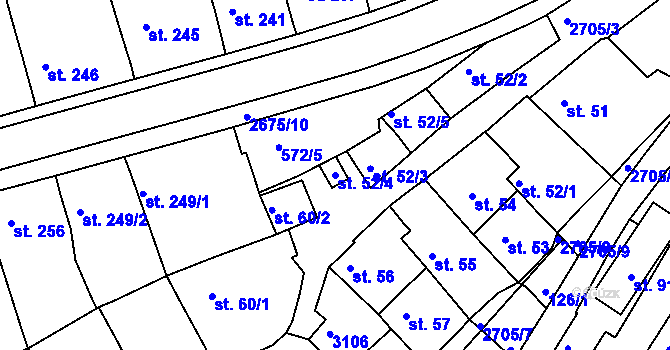 Parcela st. 52/4 v KÚ Zlechov, Katastrální mapa