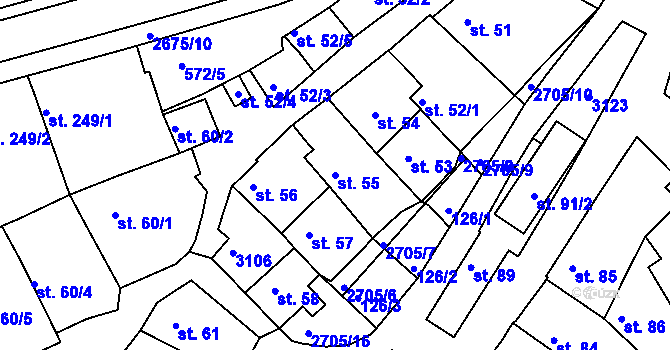 Parcela st. 55 v KÚ Zlechov, Katastrální mapa