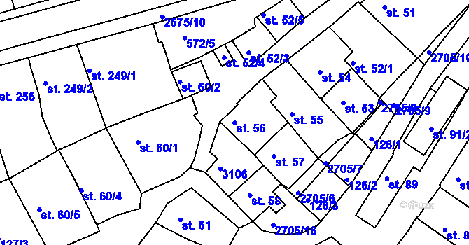 Parcela st. 56 v KÚ Zlechov, Katastrální mapa