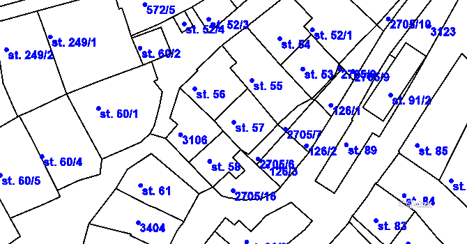 Parcela st. 57 v KÚ Zlechov, Katastrální mapa