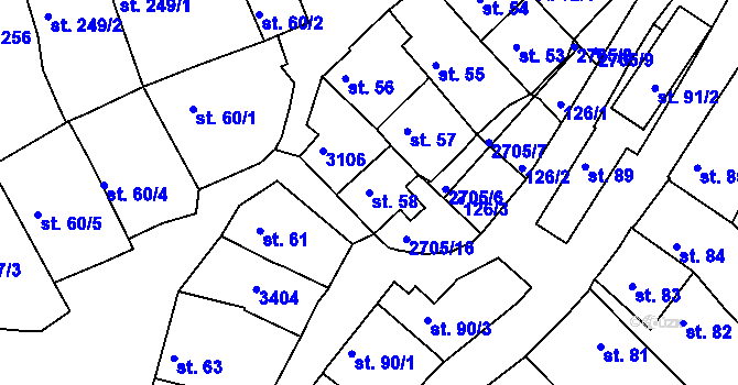 Parcela st. 58 v KÚ Zlechov, Katastrální mapa