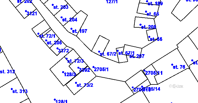 Parcela st. 67/2 v KÚ Zlechov, Katastrální mapa