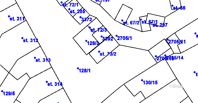 Parcela st. 73/2 v KÚ Zlechov, Katastrální mapa