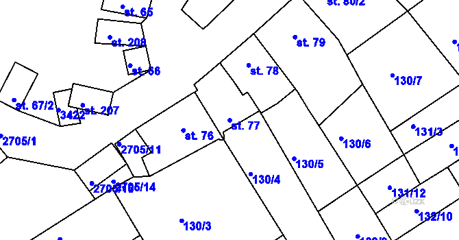 Parcela st. 77 v KÚ Zlechov, Katastrální mapa