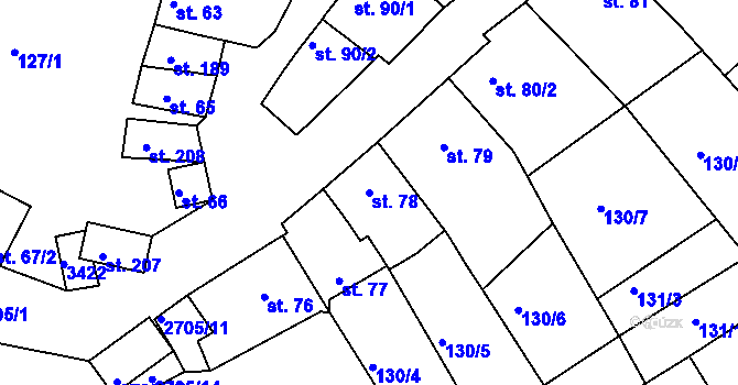 Parcela st. 78 v KÚ Zlechov, Katastrální mapa