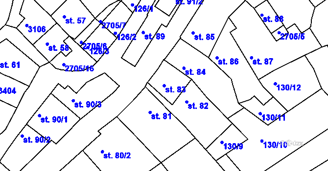 Parcela st. 83 v KÚ Zlechov, Katastrální mapa