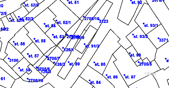 Parcela st. 91/2 v KÚ Zlechov, Katastrální mapa