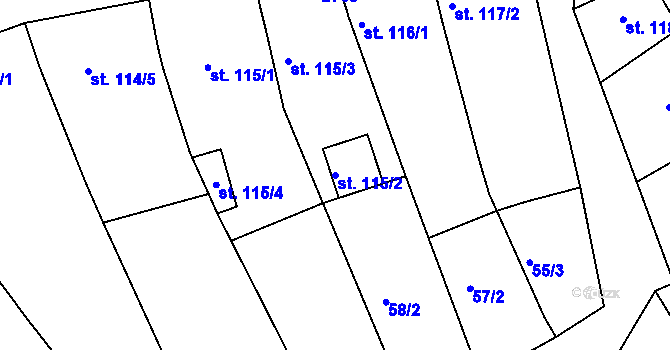 Parcela st. 115/2 v KÚ Zlechov, Katastrální mapa