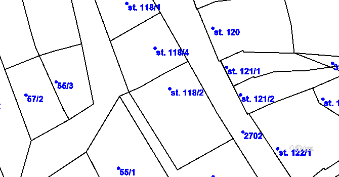 Parcela st. 118/2 v KÚ Zlechov, Katastrální mapa