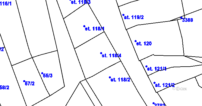 Parcela st. 118/4 v KÚ Zlechov, Katastrální mapa