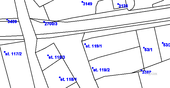 Parcela st. 119/1 v KÚ Zlechov, Katastrální mapa