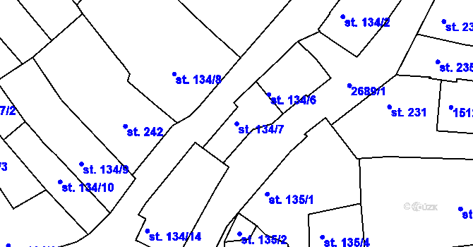 Parcela st. 134/7 v KÚ Zlechov, Katastrální mapa