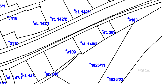 Parcela st. 140/2 v KÚ Zlechov, Katastrální mapa