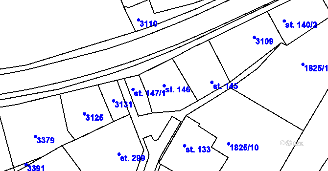 Parcela st. 146 v KÚ Zlechov, Katastrální mapa