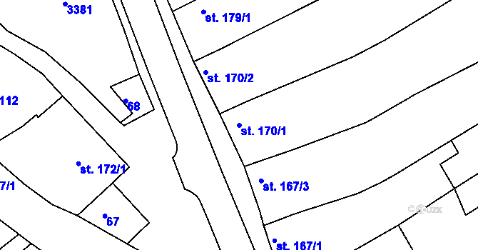 Parcela st. 170/1 v KÚ Zlechov, Katastrální mapa