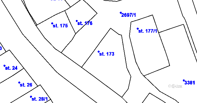 Parcela st. 173 v KÚ Zlechov, Katastrální mapa