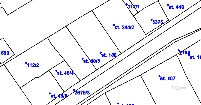 Parcela st. 188 v KÚ Zlechov, Katastrální mapa