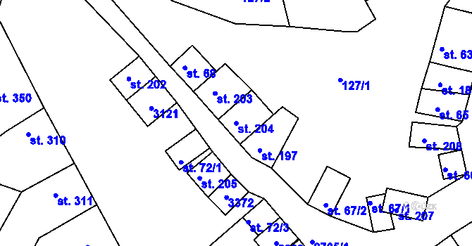 Parcela st. 204 v KÚ Zlechov, Katastrální mapa