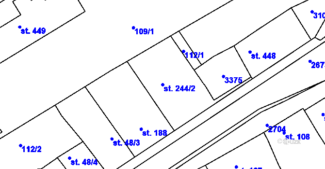 Parcela st. 244/2 v KÚ Zlechov, Katastrální mapa