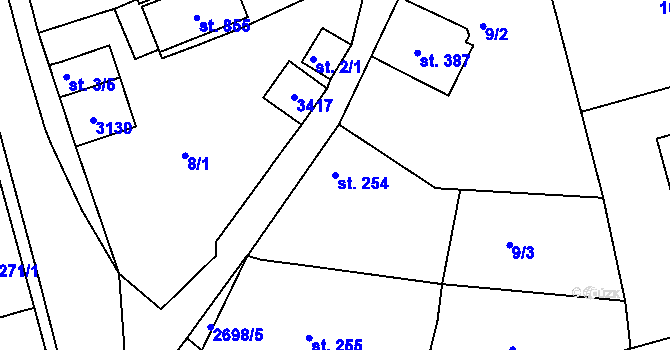 Parcela st. 254 v KÚ Zlechov, Katastrální mapa