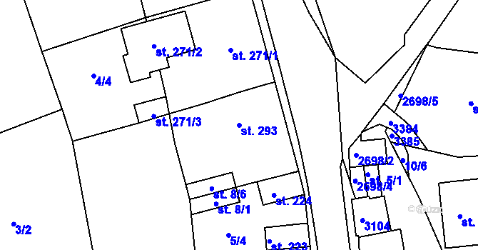 Parcela st. 293 v KÚ Zlechov, Katastrální mapa