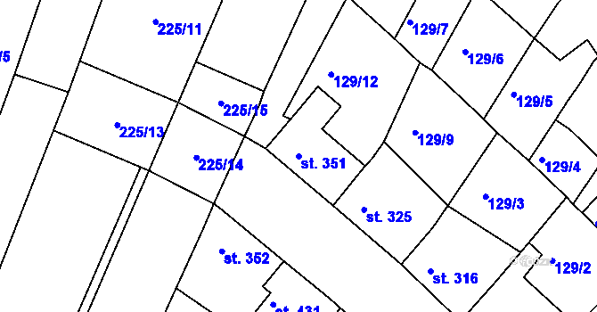 Parcela st. 351 v KÚ Zlechov, Katastrální mapa