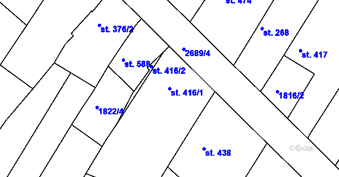 Parcela st. 416/1 v KÚ Zlechov, Katastrální mapa