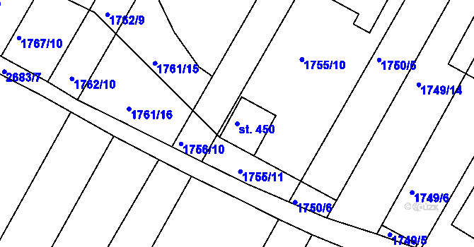 Parcela st. 450 v KÚ Zlechov, Katastrální mapa