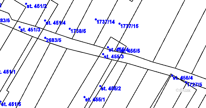 Parcela st. 455/3 v KÚ Zlechov, Katastrální mapa