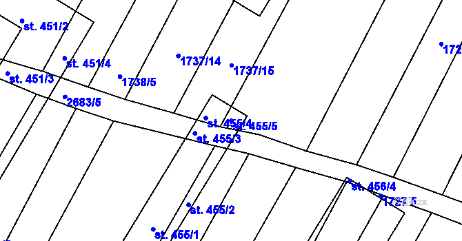 Parcela st. 455/5 v KÚ Zlechov, Katastrální mapa