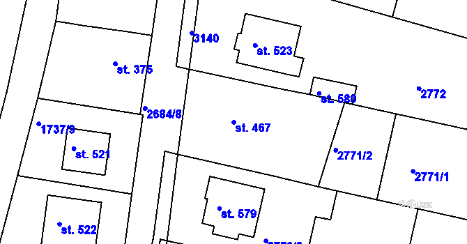 Parcela st. 467 v KÚ Zlechov, Katastrální mapa