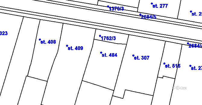 Parcela st. 484 v KÚ Zlechov, Katastrální mapa
