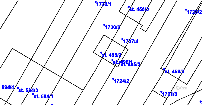 Parcela st. 495/2 v KÚ Zlechov, Katastrální mapa