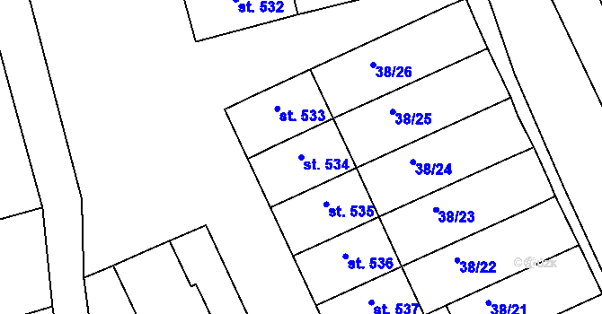 Parcela st. 534 v KÚ Zlechov, Katastrální mapa