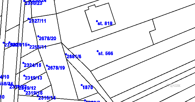 Parcela st. 566 v KÚ Zlechov, Katastrální mapa