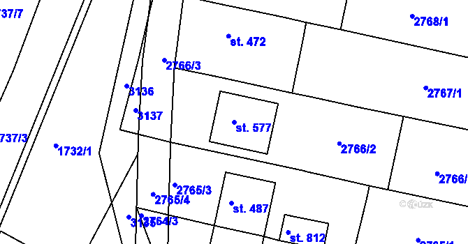 Parcela st. 577 v KÚ Zlechov, Katastrální mapa