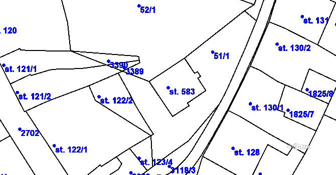 Parcela st. 583 v KÚ Zlechov, Katastrální mapa