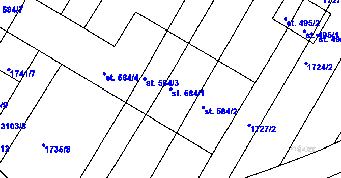 Parcela st. 584/1 v KÚ Zlechov, Katastrální mapa
